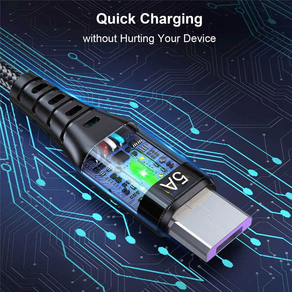 USLION 5A Micro USB Cable: High-Speed Charging with LED Light