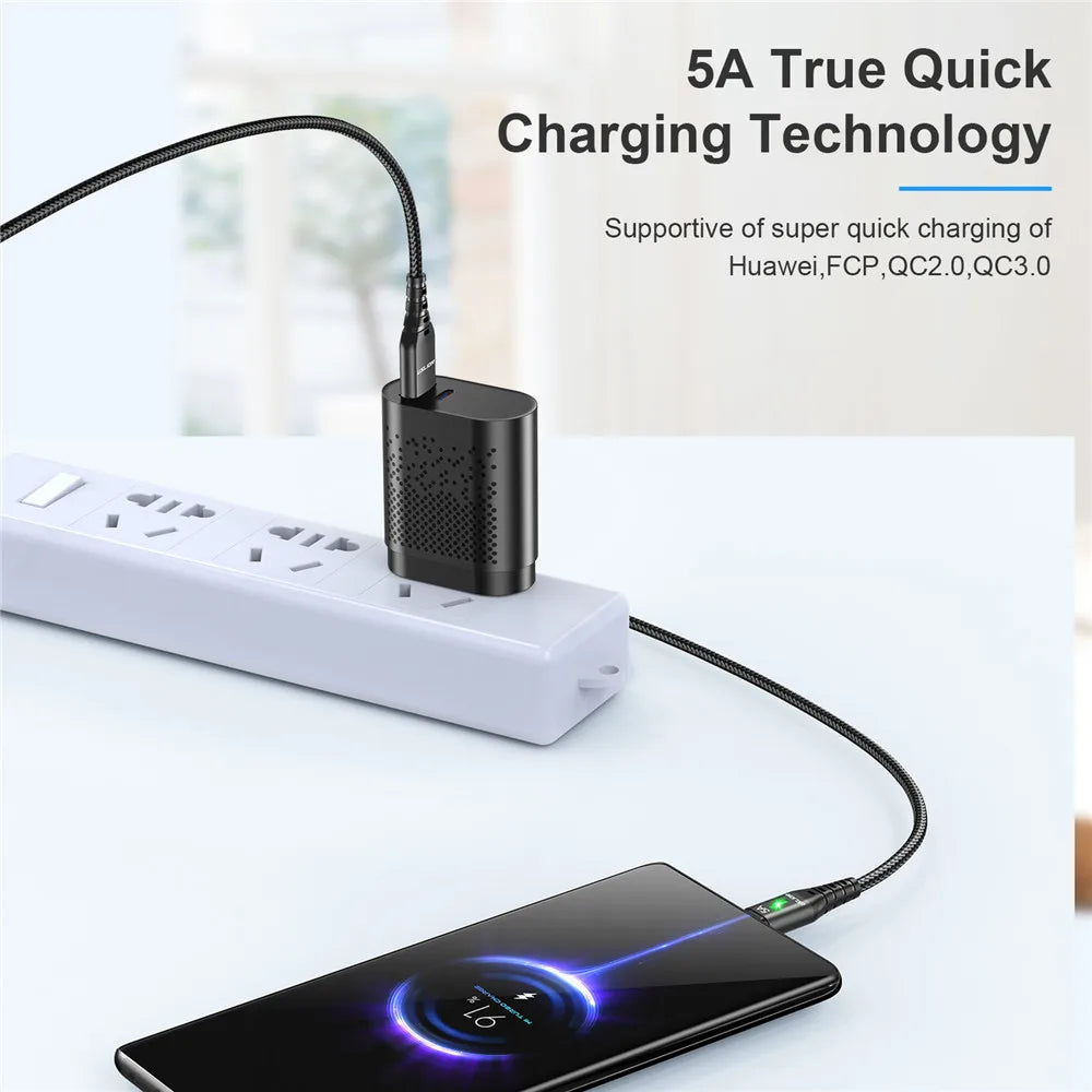 USLION 5A Micro USB Cable: High-Speed Charging with LED Light