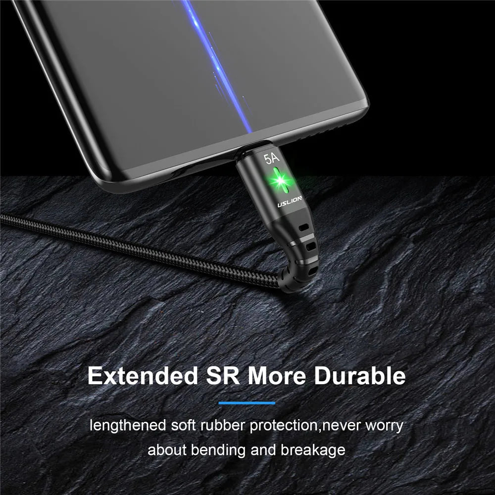 USLION 5A Micro USB Cable: High-Speed Charging with LED Light