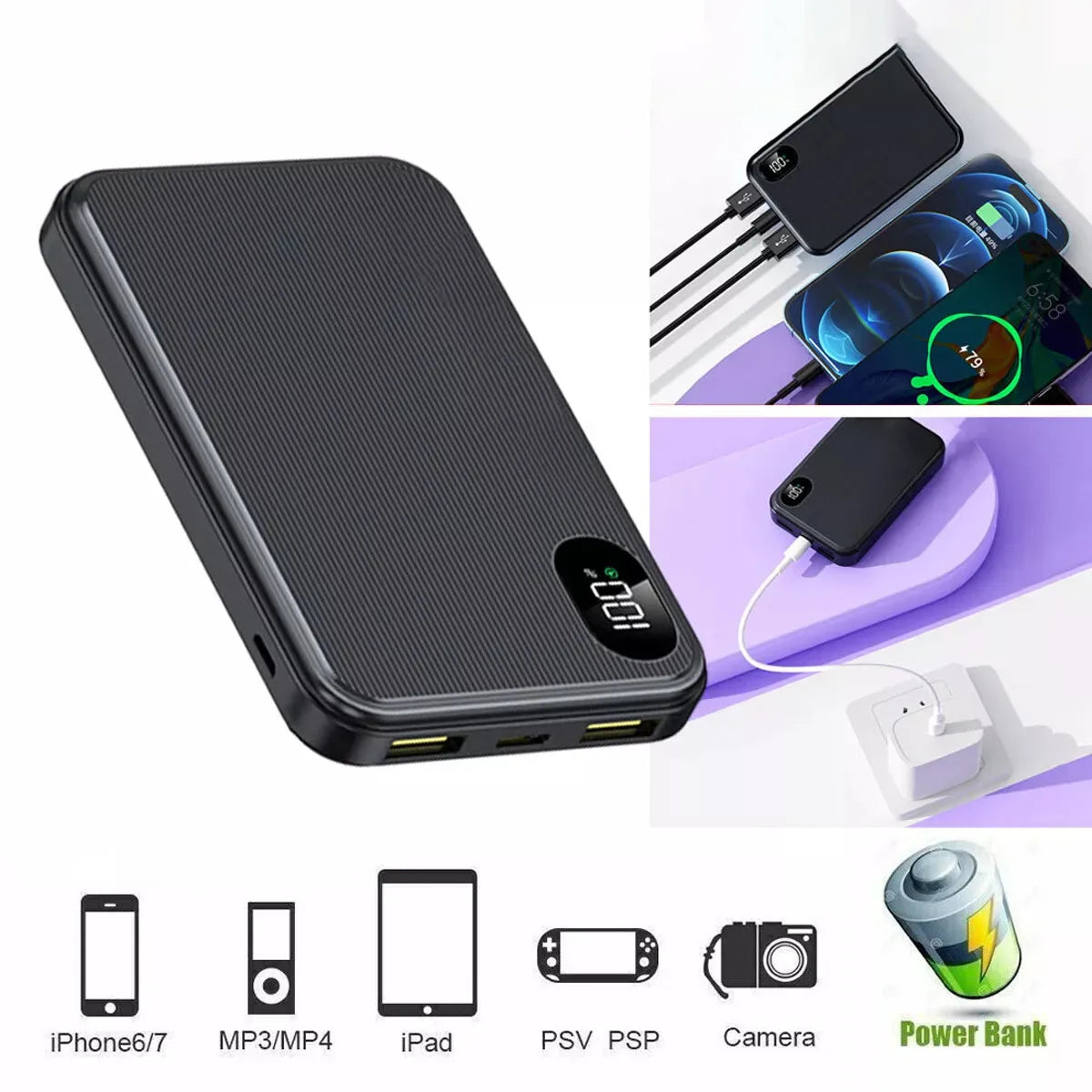 90000Mah Power Bank Portable Fast Charger Battery Pack USB for Mobile Phone